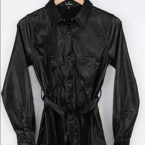 Timeless Black Vegan Leather Mini Dress